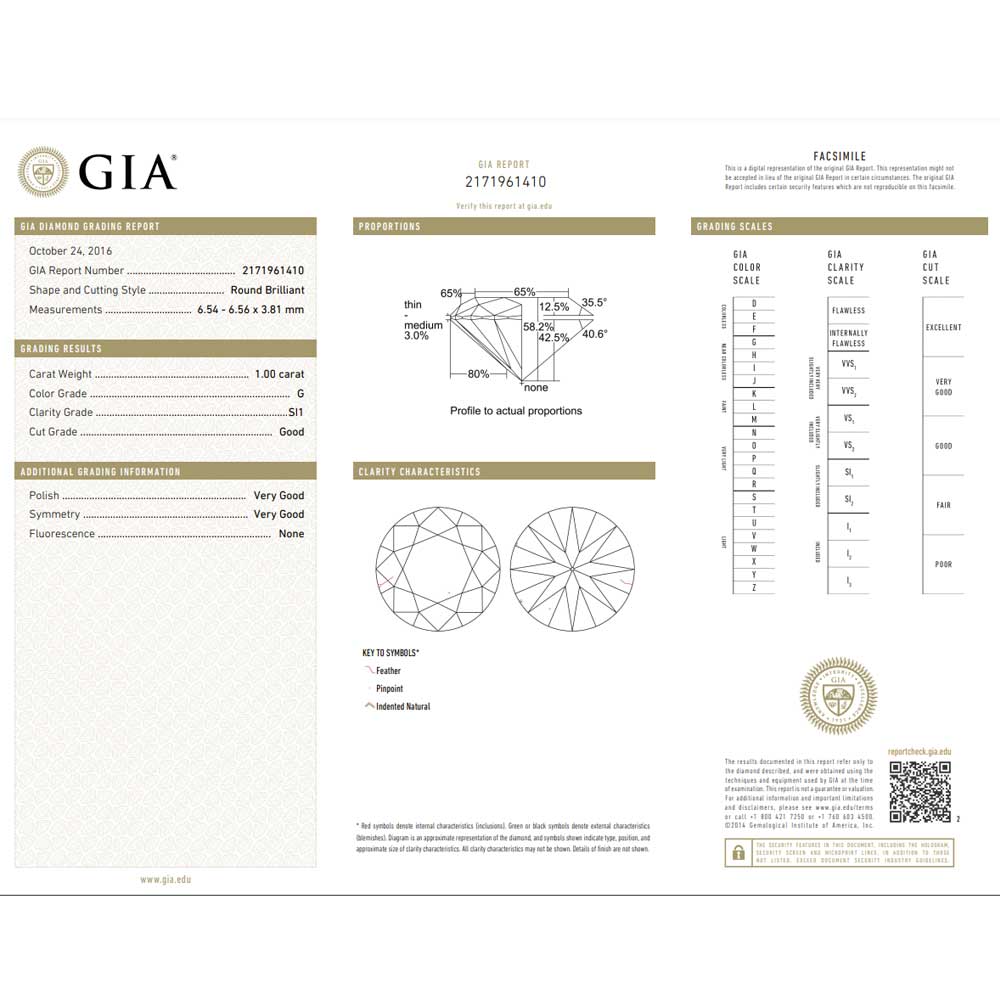 1.00 Carat Round Brilliant Natural Diamond