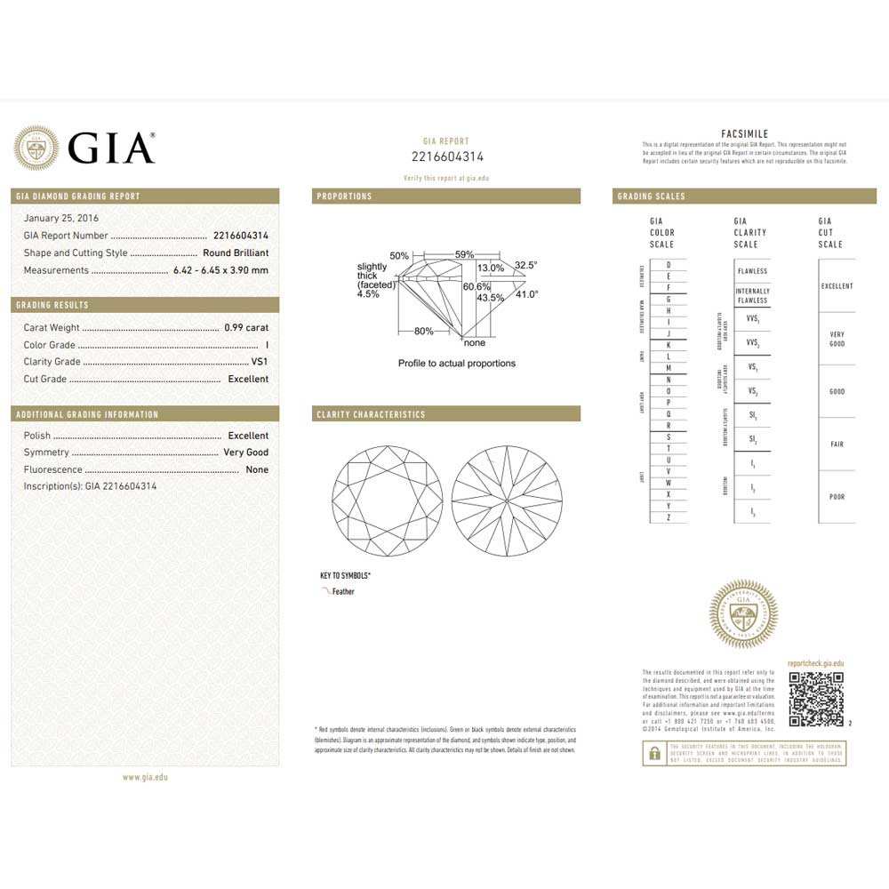 0.99 Carat Round Brilliant Natural Diamond