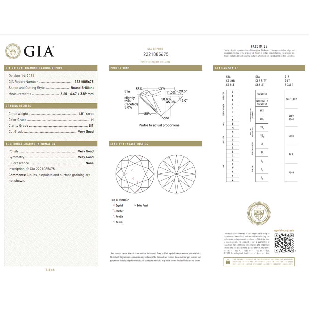 1.01 Carat Round Brilliant Natural Diamond