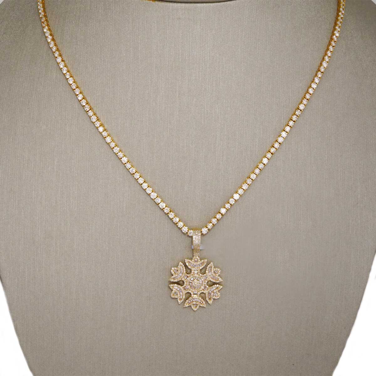 14k Yellow Gold Tennis Diamond Pendant image 1