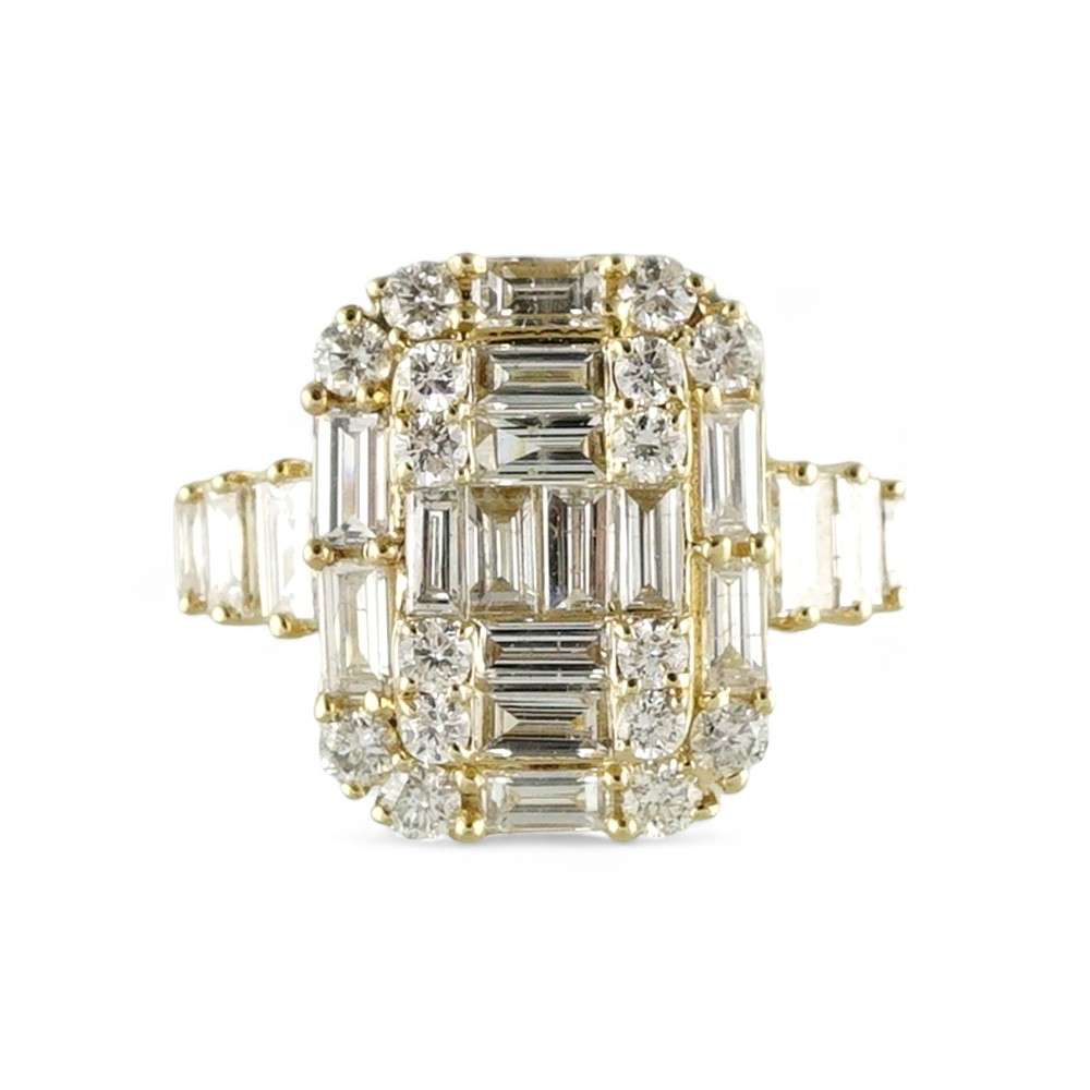 14k Yellow Gold Diamond Square Ring image 1