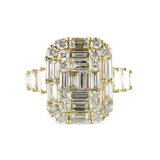 14k Yellow Gold Diamond Square Ring image 1
