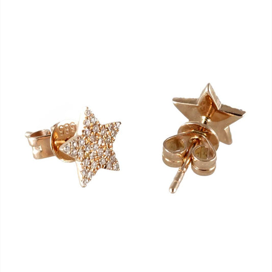 14k Gold Diamond Stars Earrings image 1