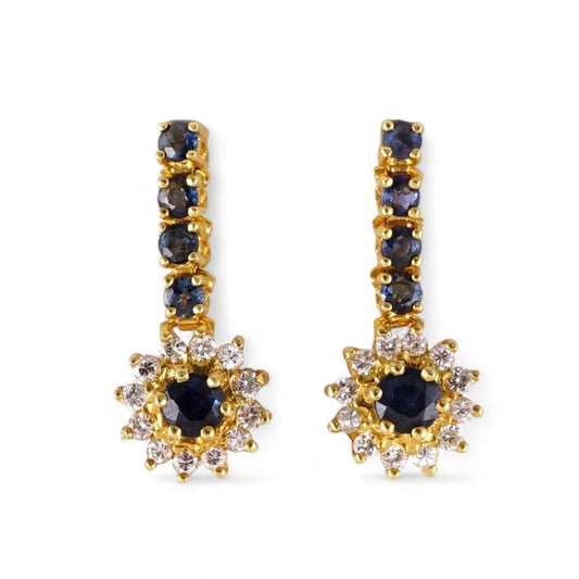 14k Yellow Gold Diamond Sapphire Earring image 0