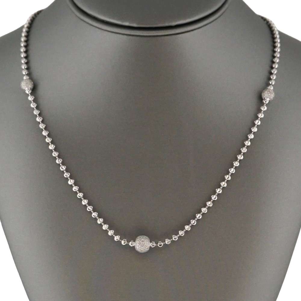 Unisex 14k White Gold Ball Chain image 5