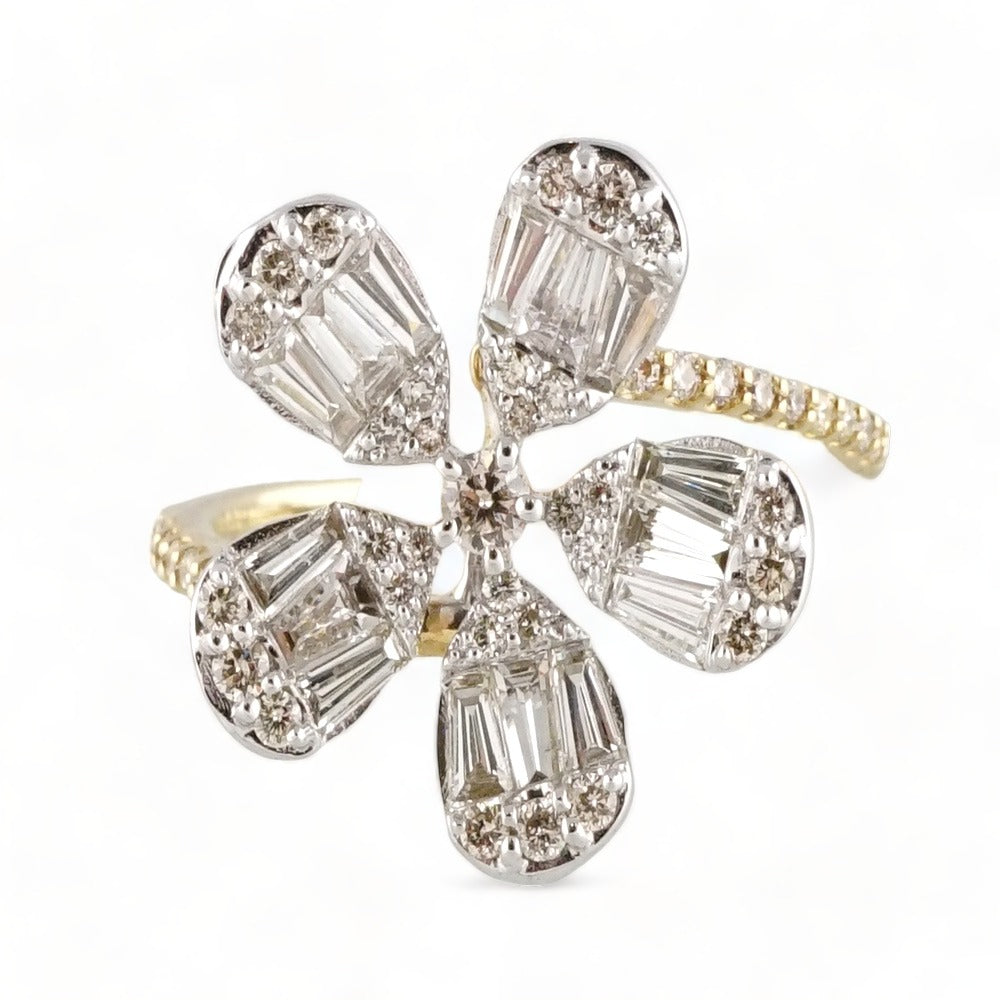 14k Gold Diamond Flower Ring image 2