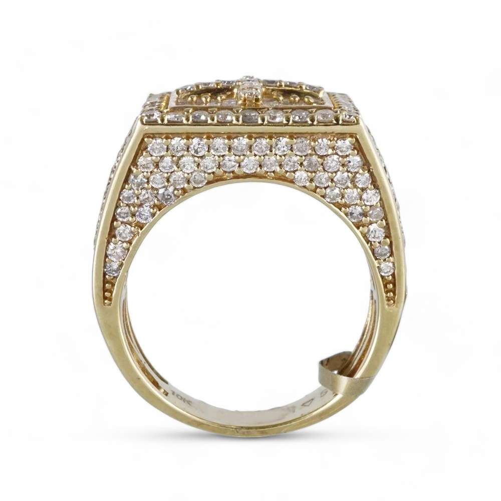 10k Yellow Gold Diamond Cross Ring for Men image 1