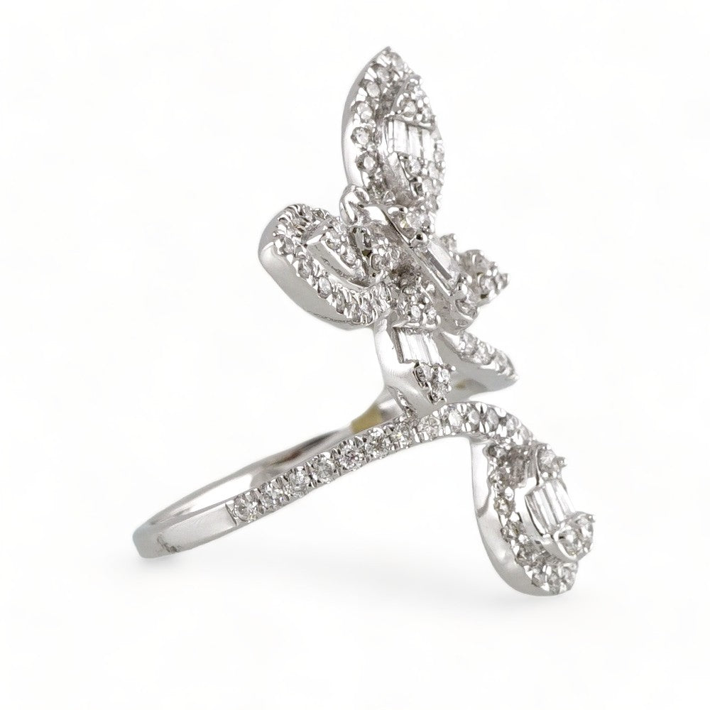 14k White Gold Diamond Butterfly Ring image 1