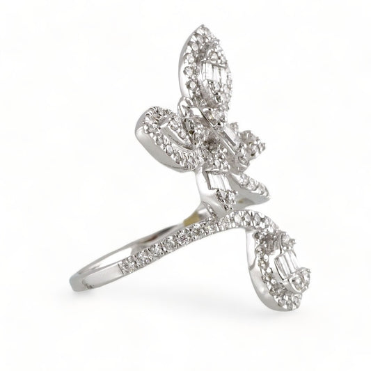 14k White Gold Diamond Butterfly Ring image 1