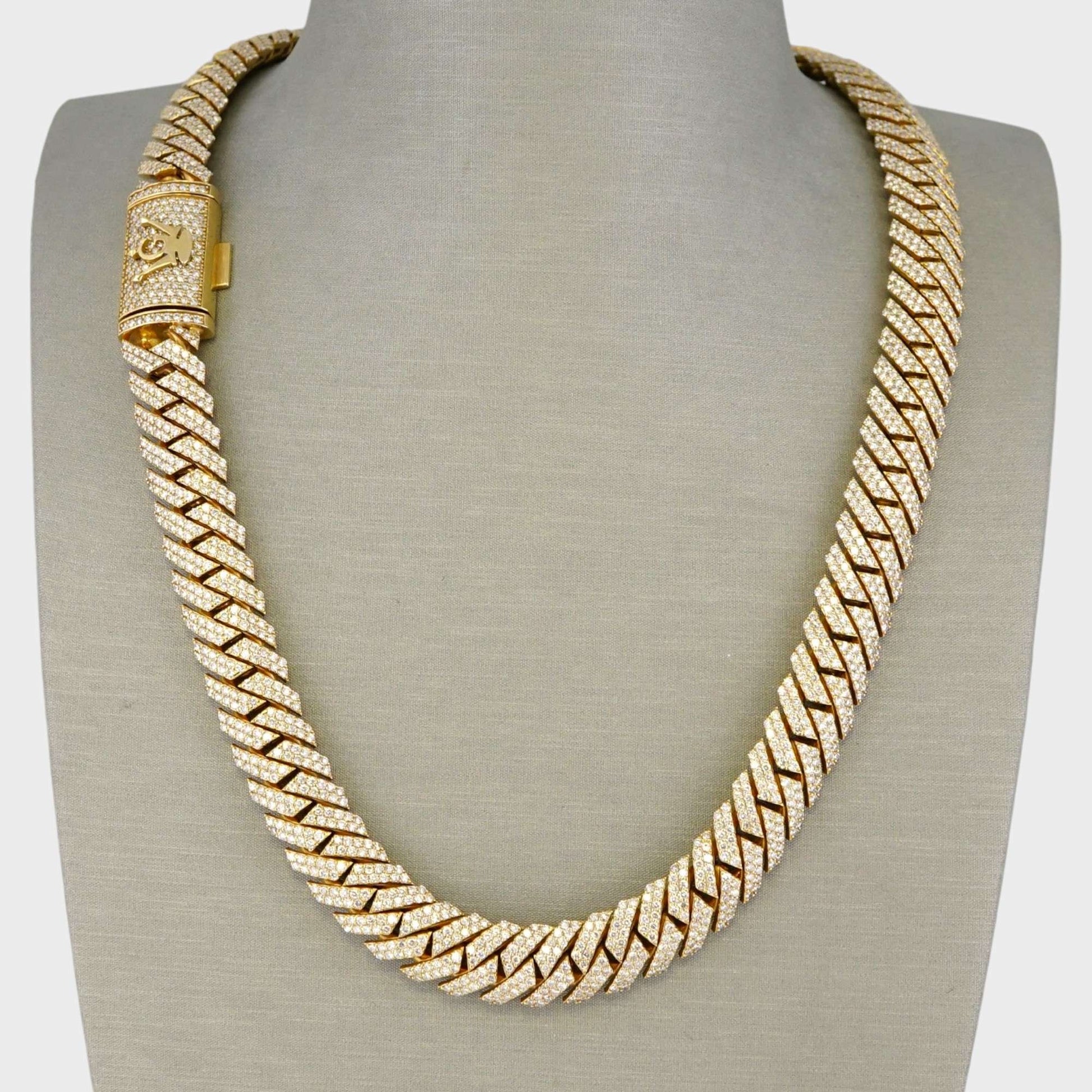 10k Yellow Gold Full Diamond Prong Setting Chain image 0