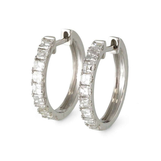18k White Gold Diamond Hoop Earrings image 0