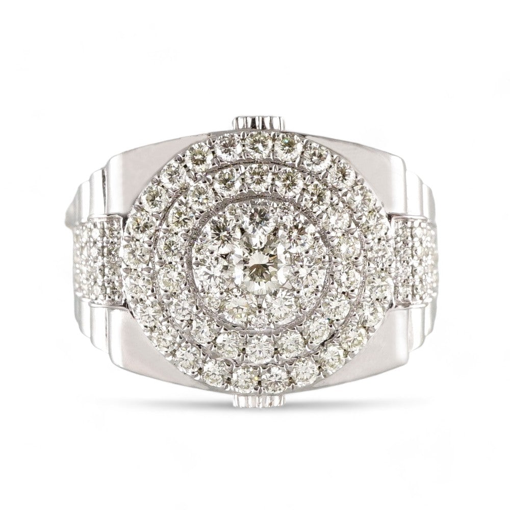 14k White Gold Diamond Concentric Circles Ring image 1