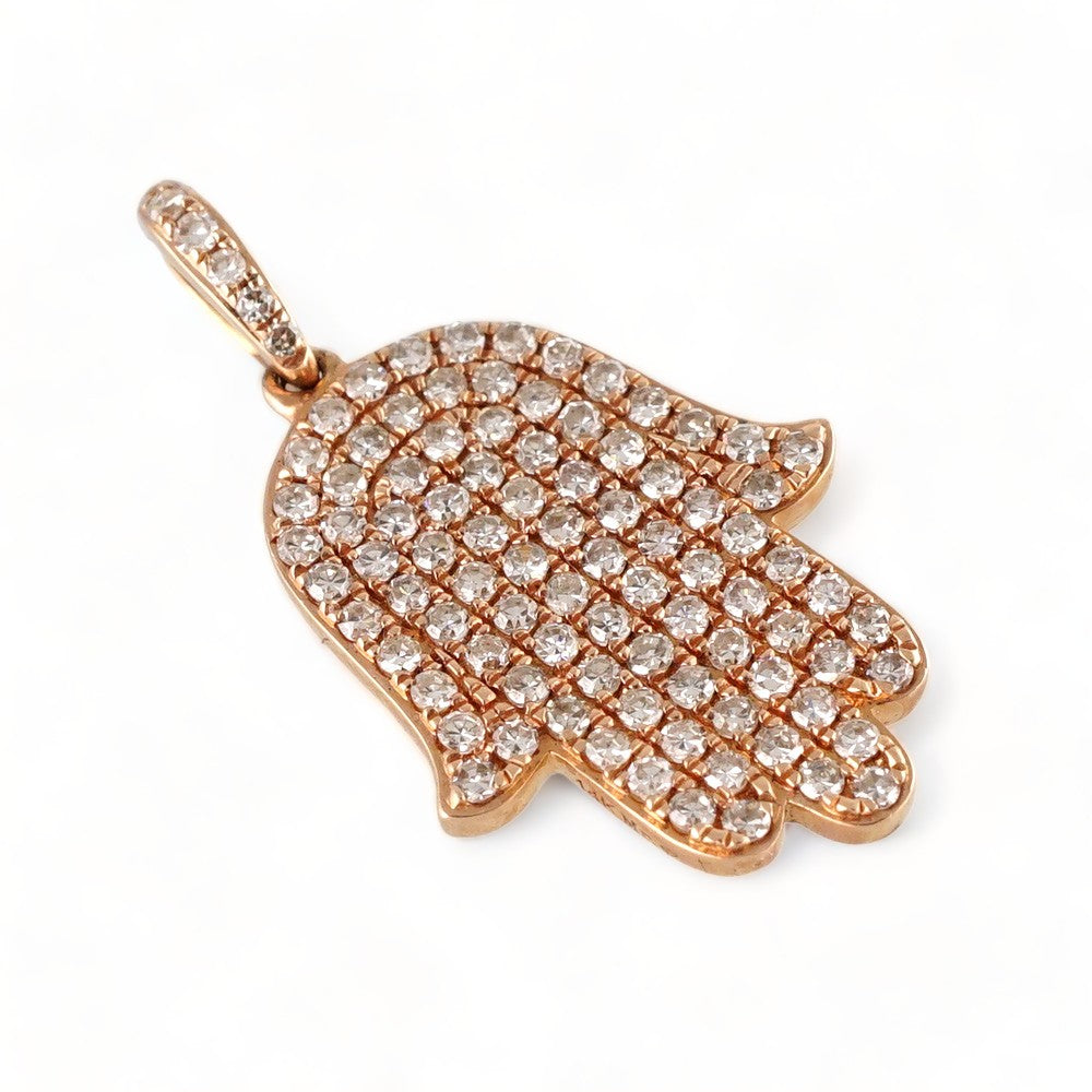 14k Rose Gold Diamond Hamsa Pendant image 2