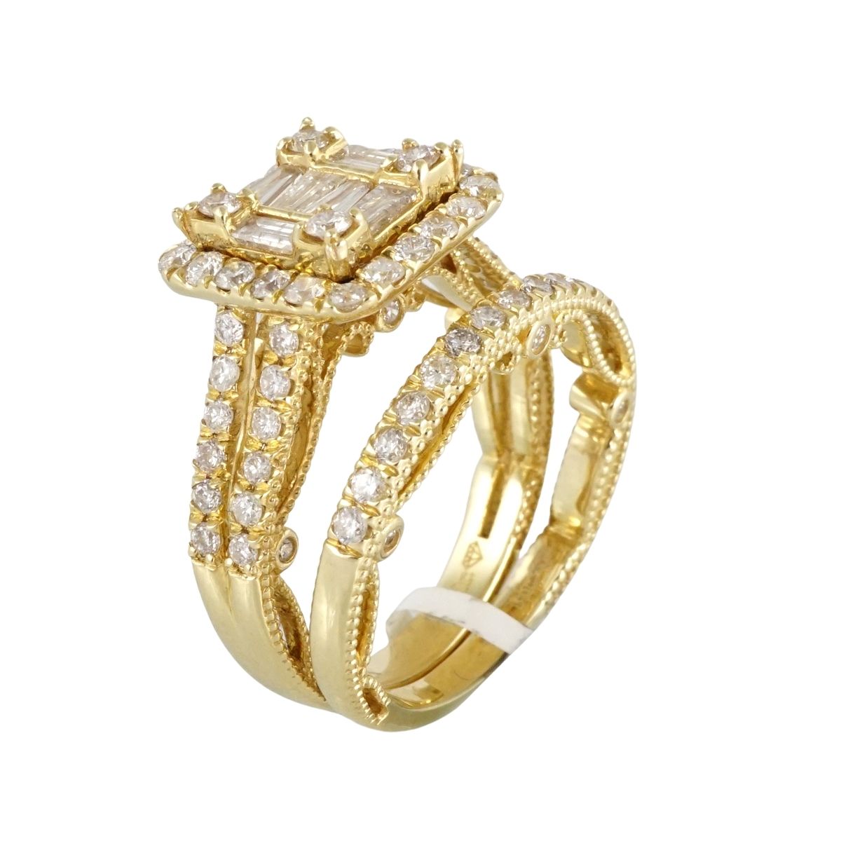 14k Gold Diamond Square Ring for Women image 3