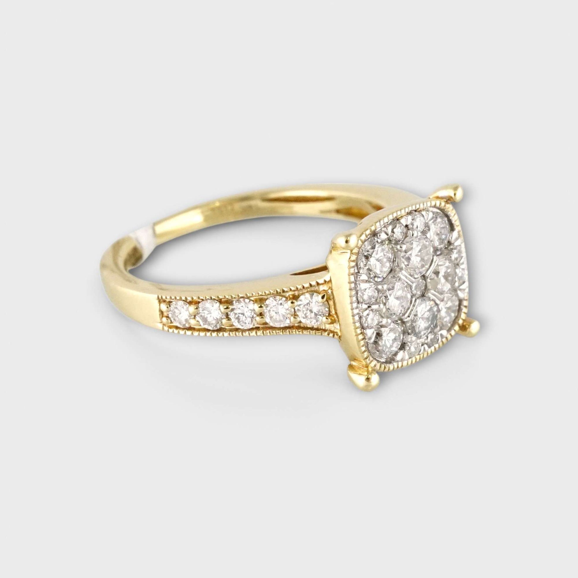 14k Yellow Gold Diamond Square Ring image 2