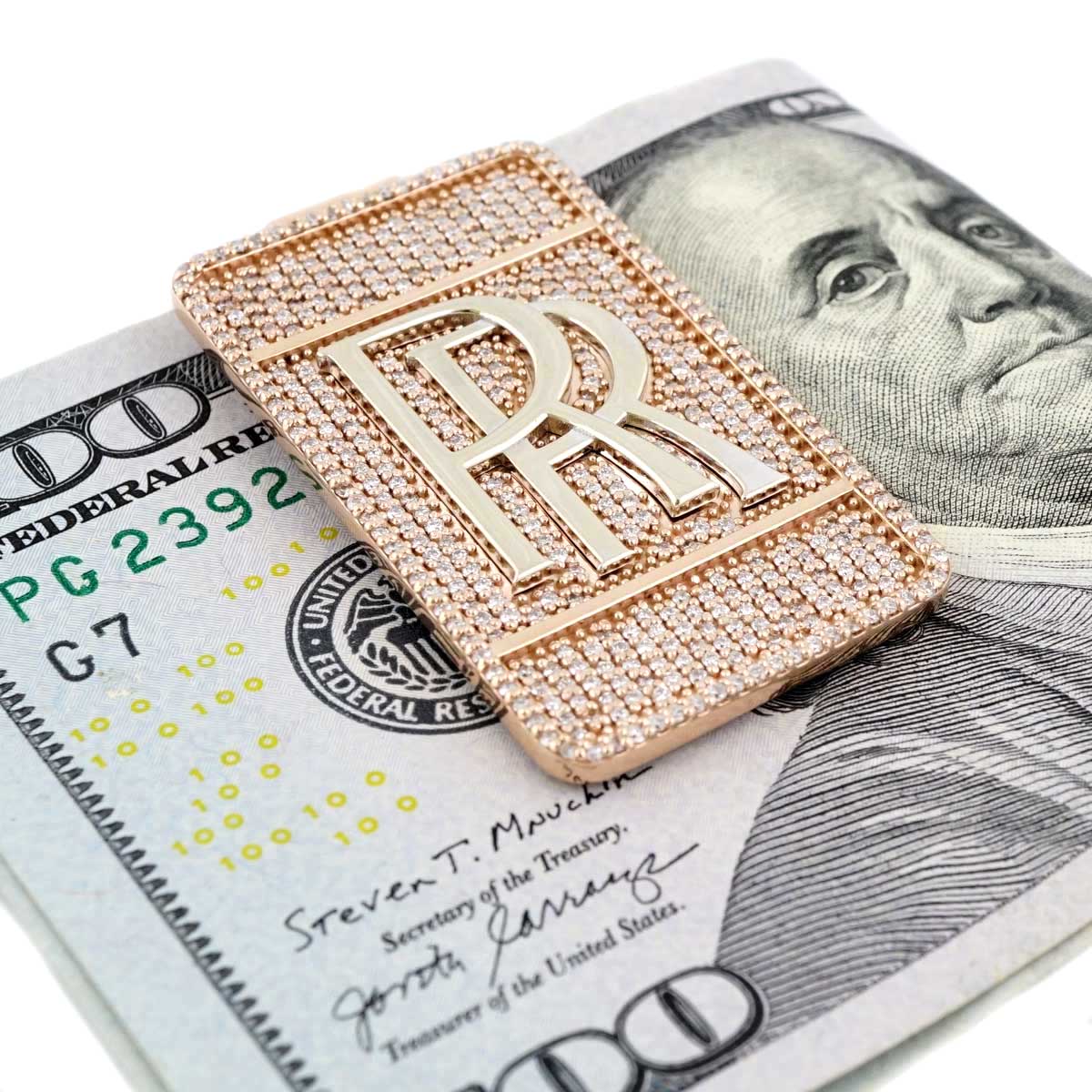 14k Rose Gold Diamond Rolls Royce Money Clip image 0