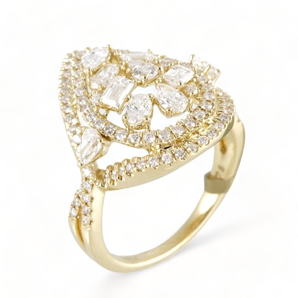 14k Gold Diamond Almond Ring image 0