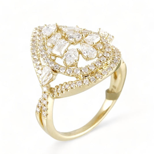 14k Gold Diamond Almond Ring image 0