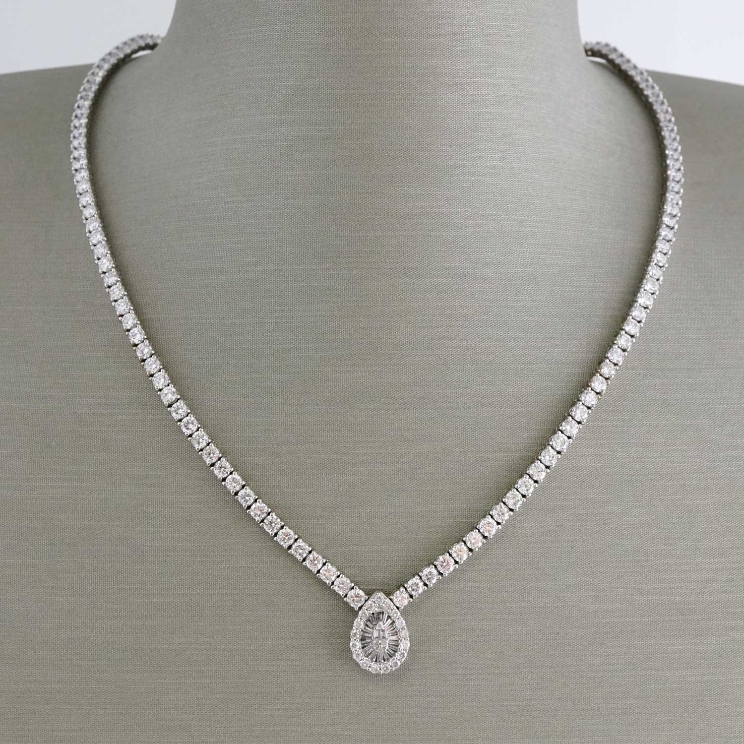 14K White Gold LAB Grown Diamond Almond Necklace image 0