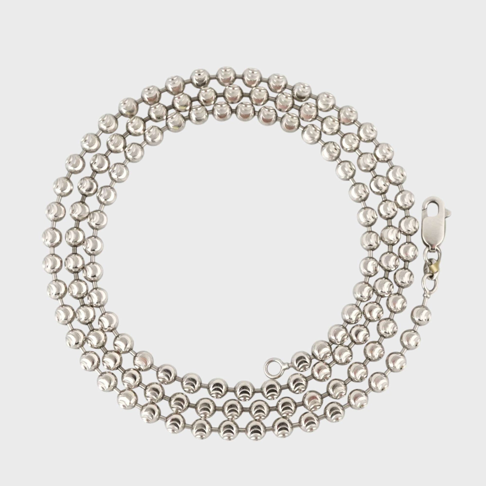 14k White Gold Solid Ball Chain image 2
