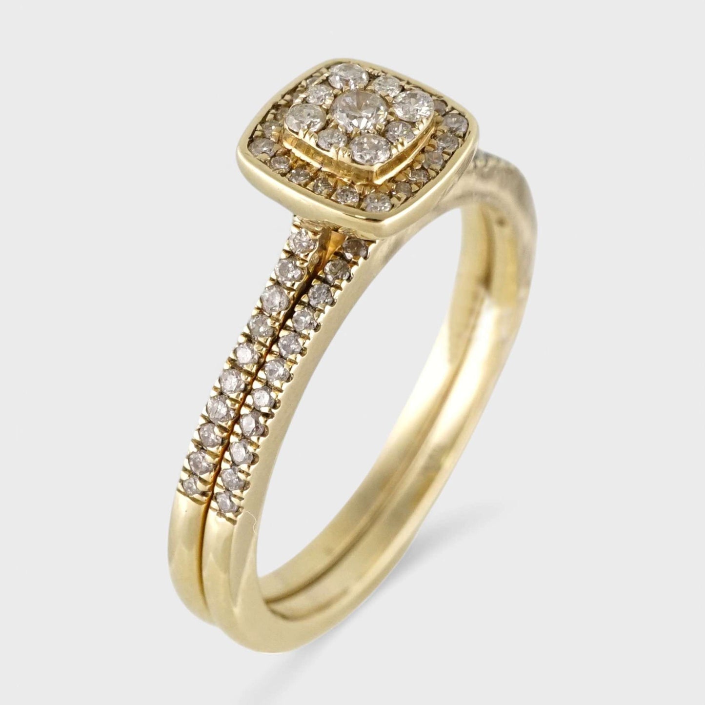 14k Yellow Gold Diamond Square Engagement Ring image 0