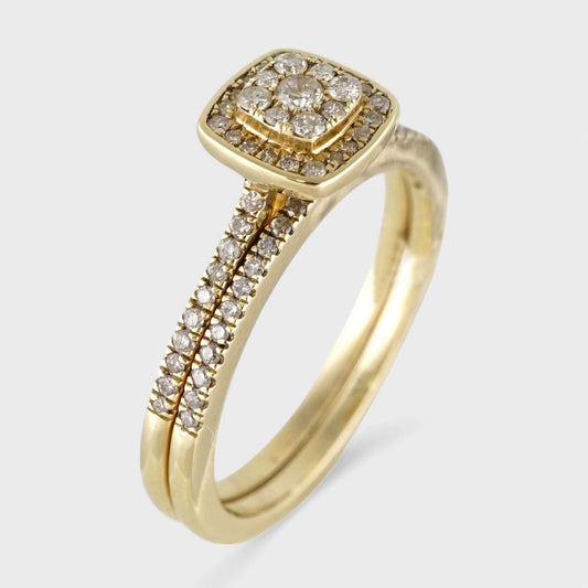 14k Yellow Gold Diamond Square Engagement Ring image 0