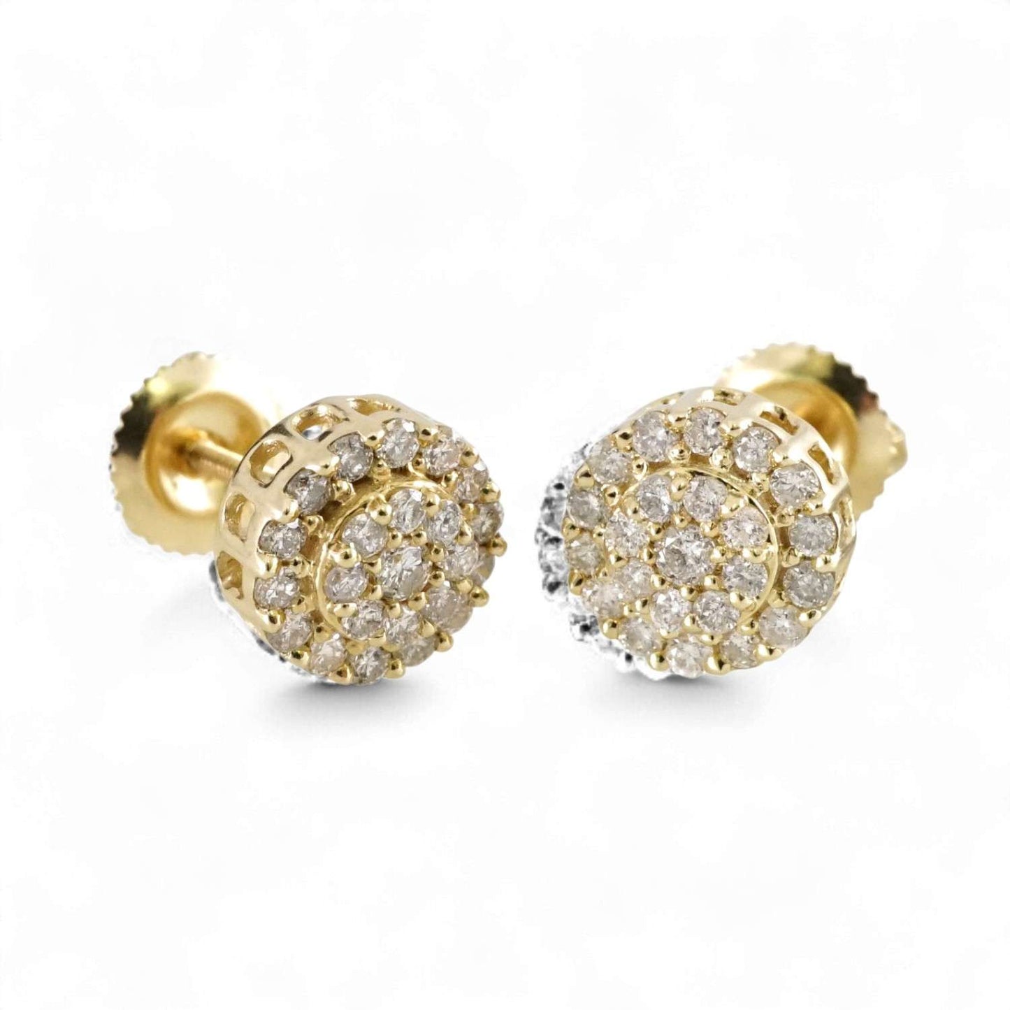 14k Yellow Gold Diamond Round Stud Earrings image 0