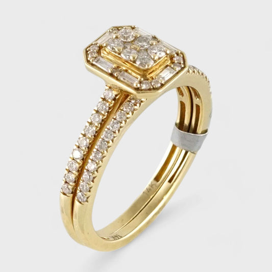14k Yellow Gold Diamond Rectangle Shape Ring image 0