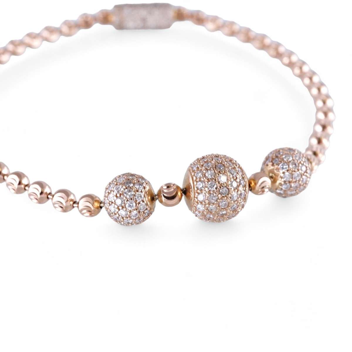 14k Gold Diamond Anti Stress Ball Bracelet image 1