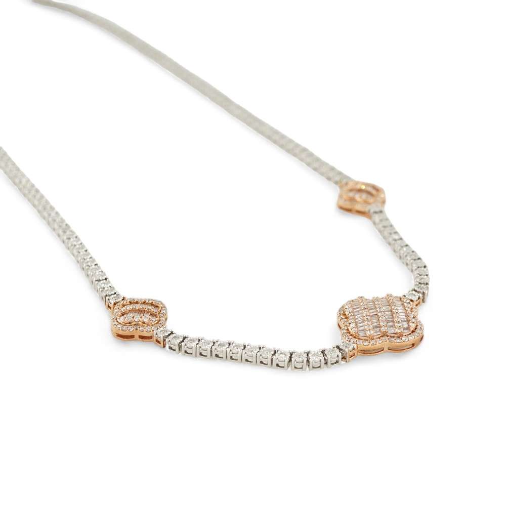 10k White and Rose Gold Flower Tennis Chain image 2