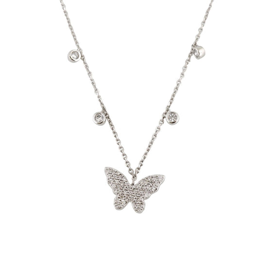 14k White Gold Diamond Butterfly Chain image 1