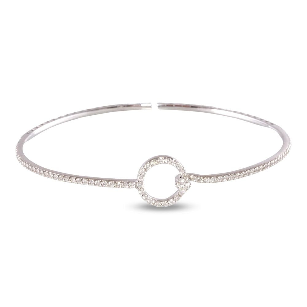 Diamond Tennis White Gold Bangle 14k image 1