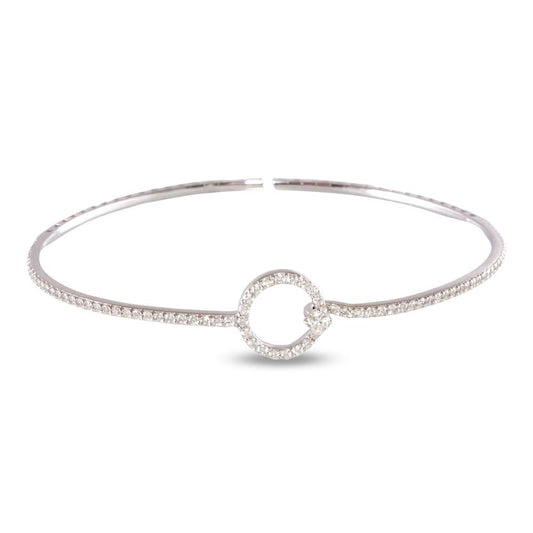 Diamond Tennis White Gold Bangle 14k image 1