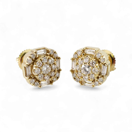 14k Yellow Gold Diamond Round Earring image 0