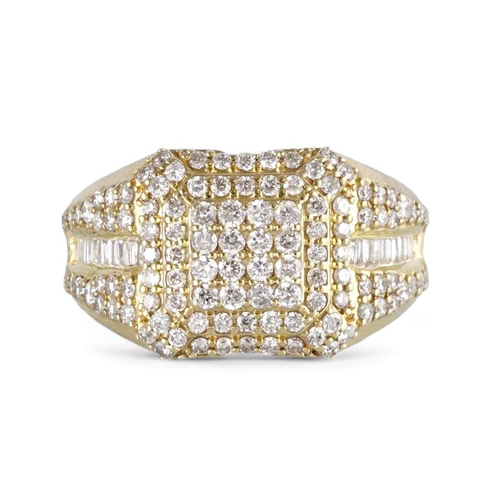 10k Yellow Gold Diamond Staggered Square Ring image 3
