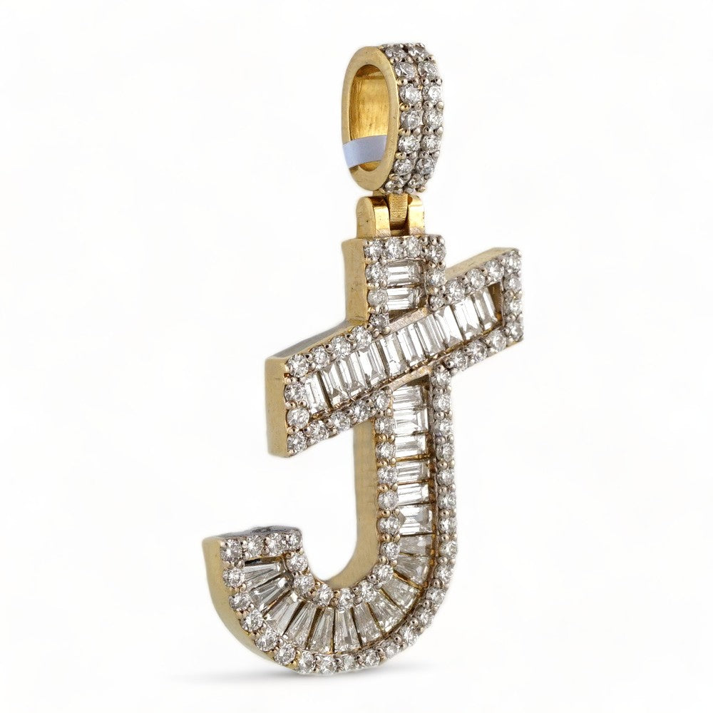 14k Gold Diamond J Initial Pendant image 0