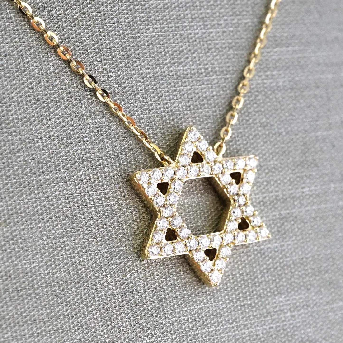 14k Yellow Gold Star of David Chain image 1