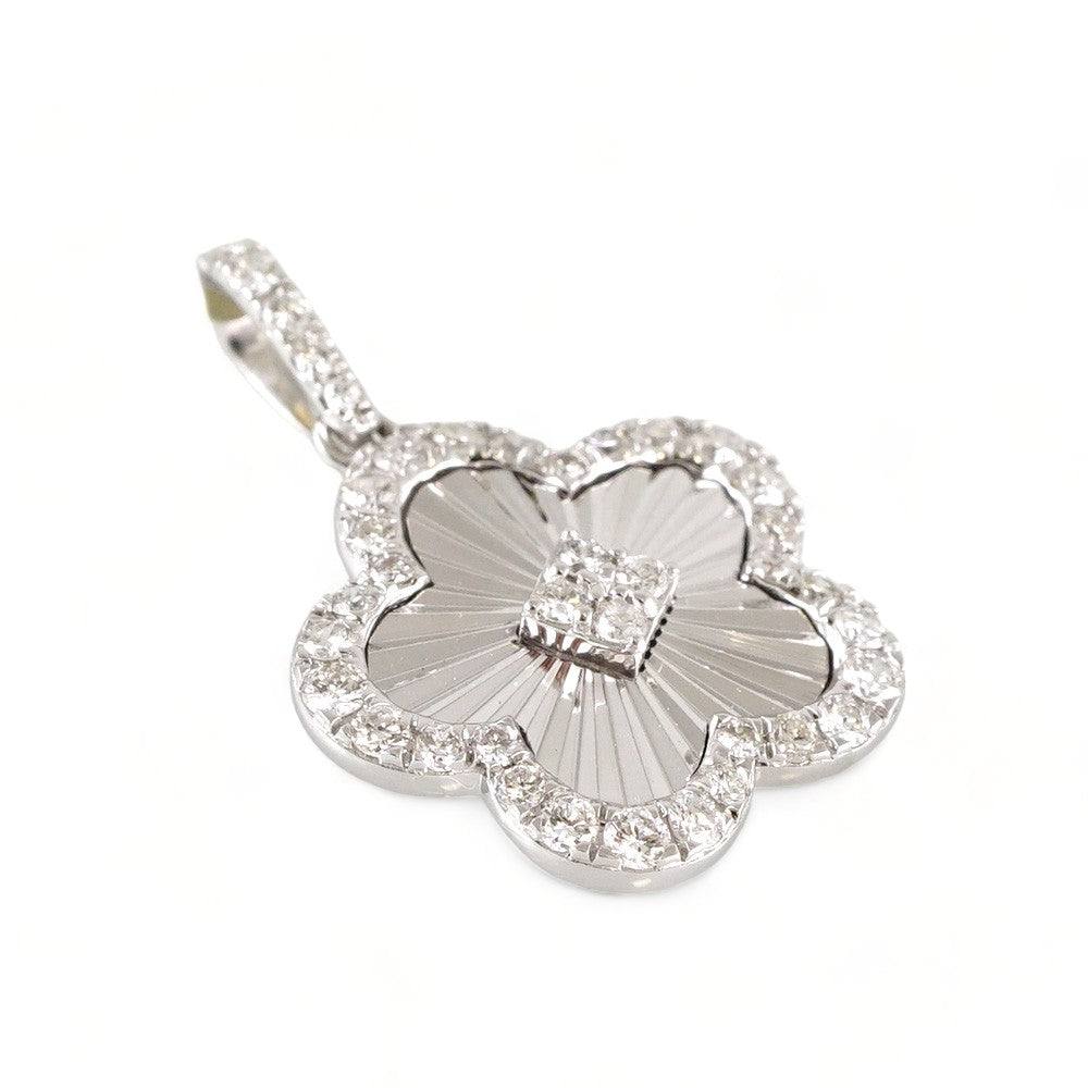 10k White Gold Diamond Clover Charm image 2
