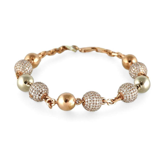 14k Rose Gold Diamond Ball Bracelet image 0