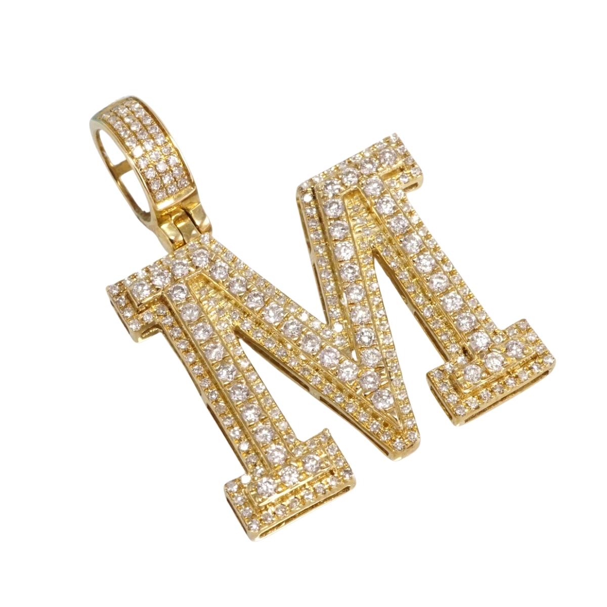 10k Yellow Gold Diamond "M" Letter Pendant image 1