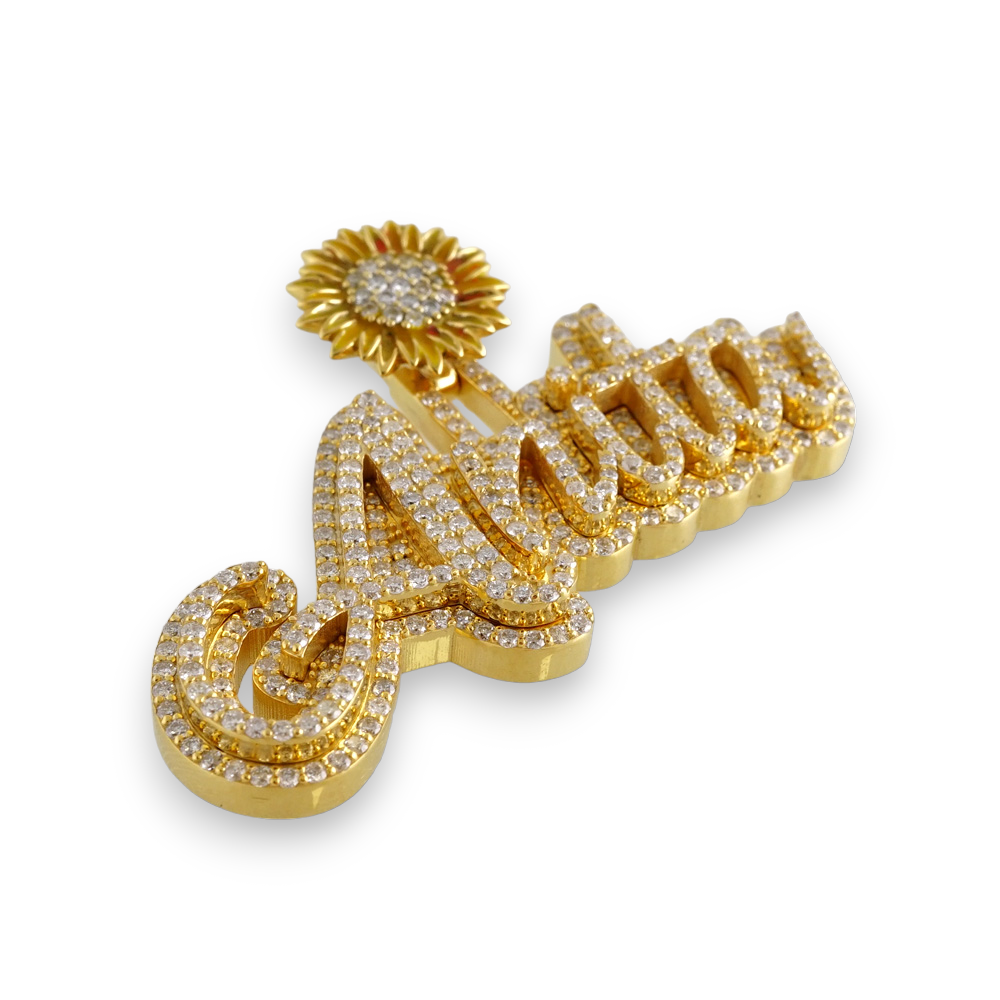 14k Yellow Gold Diamond Custom Name Pendant image 2