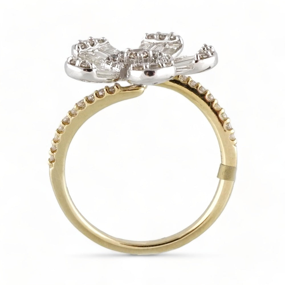 14k Gold Diamond Flower Ring image 1
