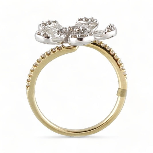 14k Gold Diamond Flower Ring image 1