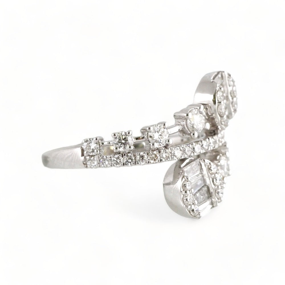 14k White Gold Diamond 2 Head Ring image 1