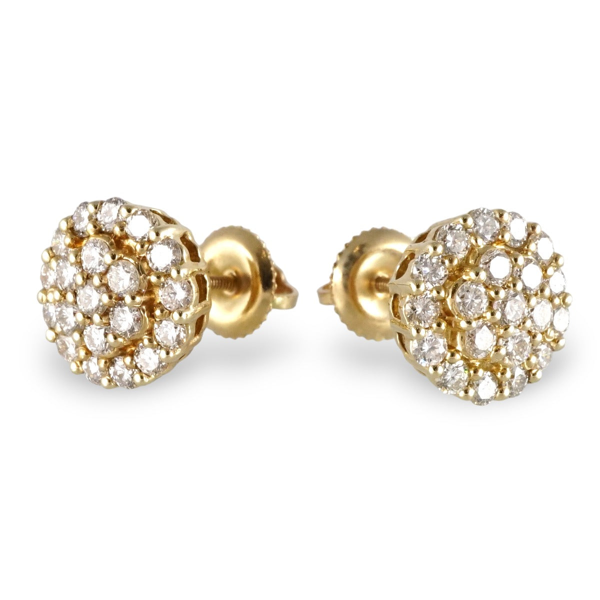 14k Gold Diamond Round Stud Earrings image 2