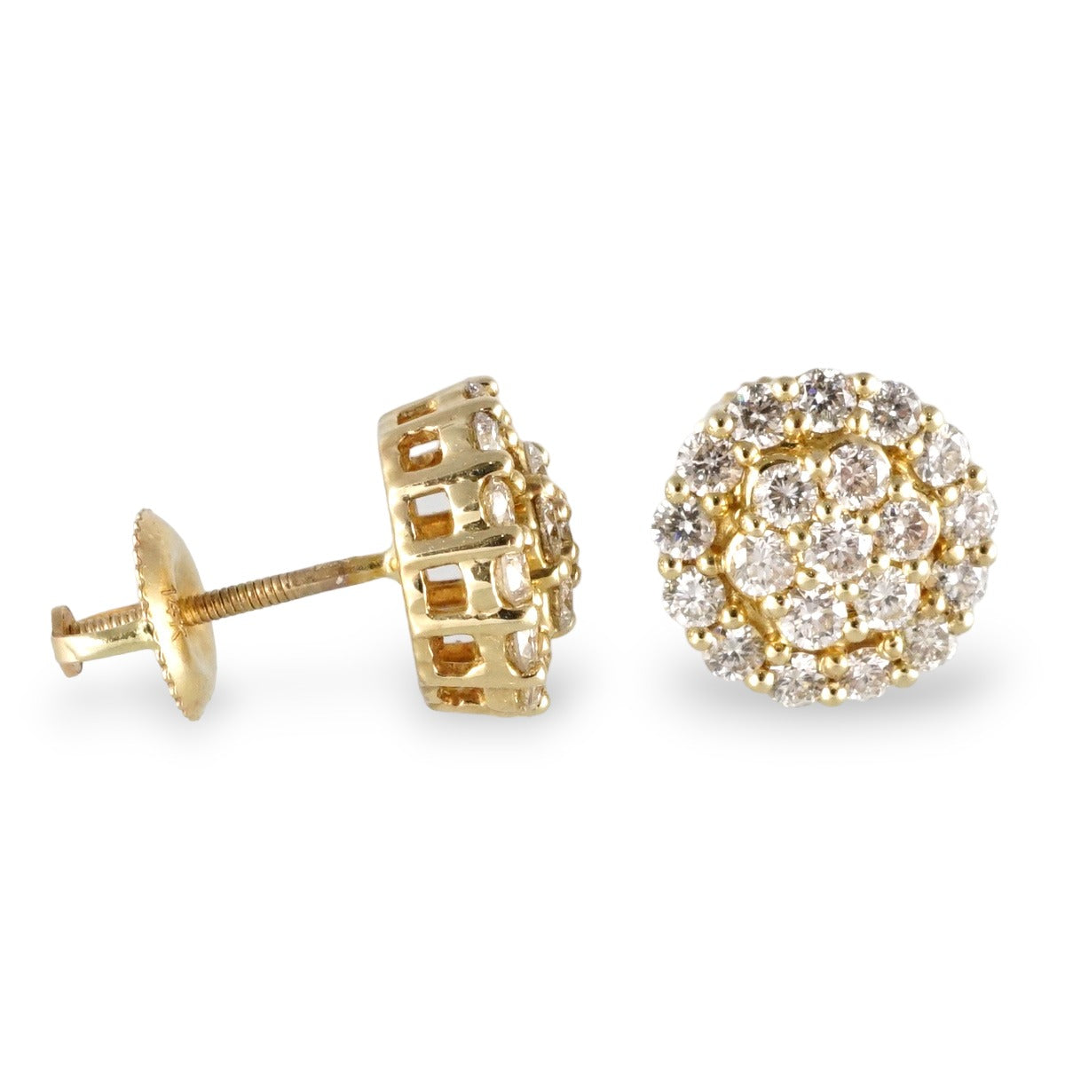 14k Gold Diamond Round Stud Earrings image 1