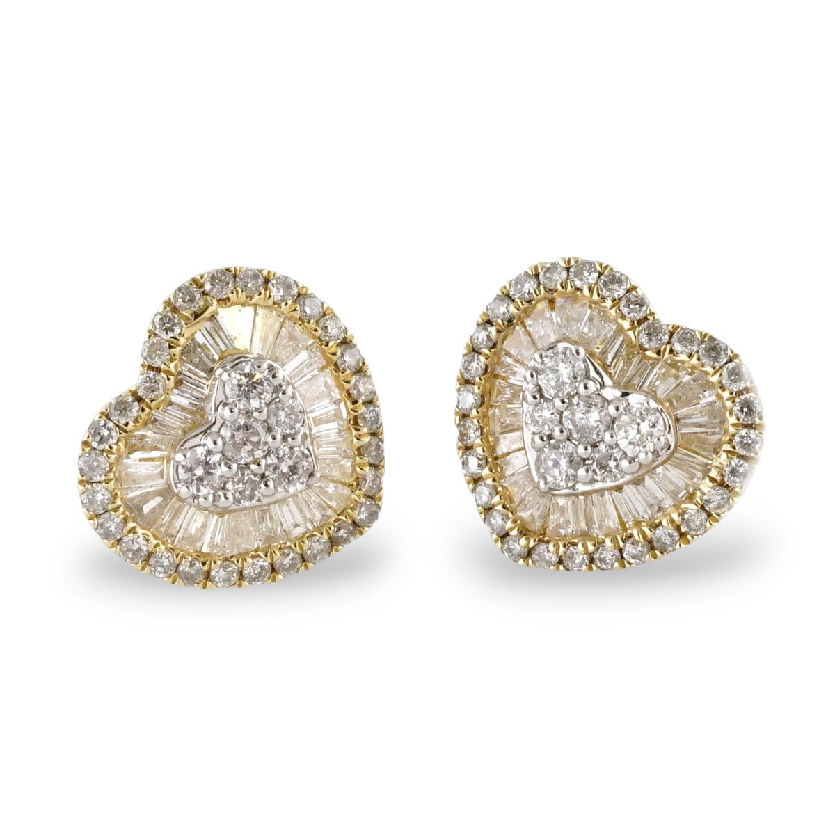14k Gold Diamond Heart Stud Earrings image 0
