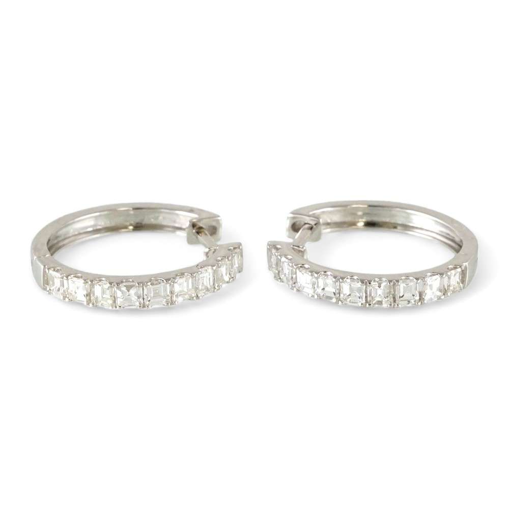 18k White Gold Diamond Hoop Earrings image 2