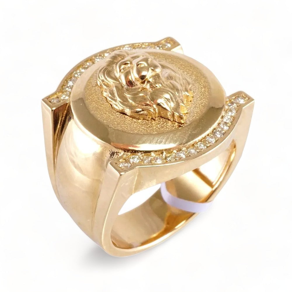 14k Yellow Gold Lion Face Ring image 0