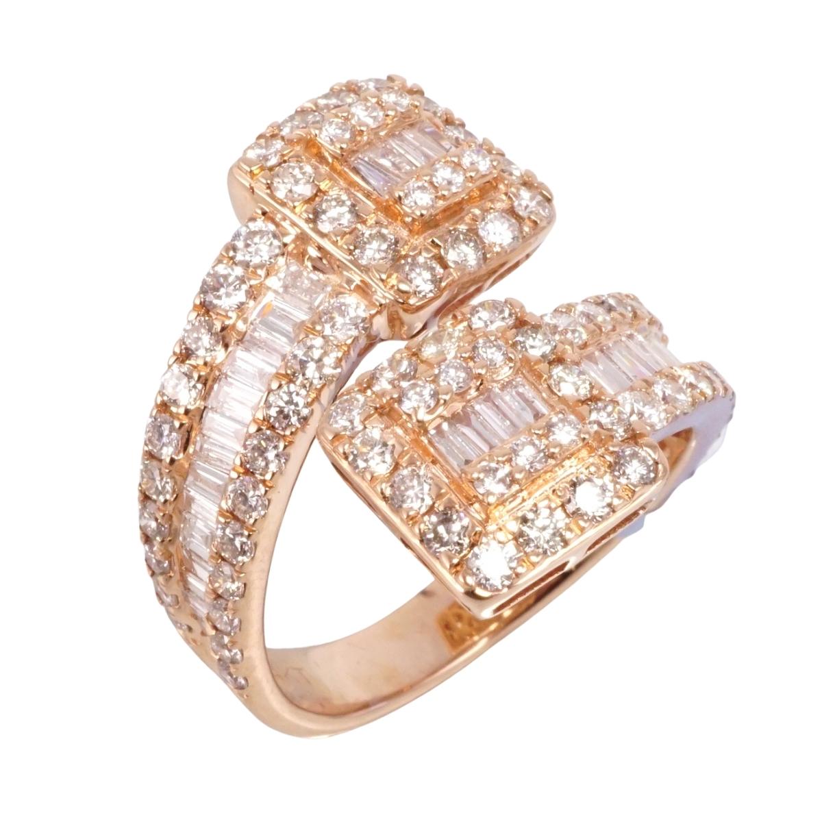 14k Rose Gold Diamond Double Square Ring image 0